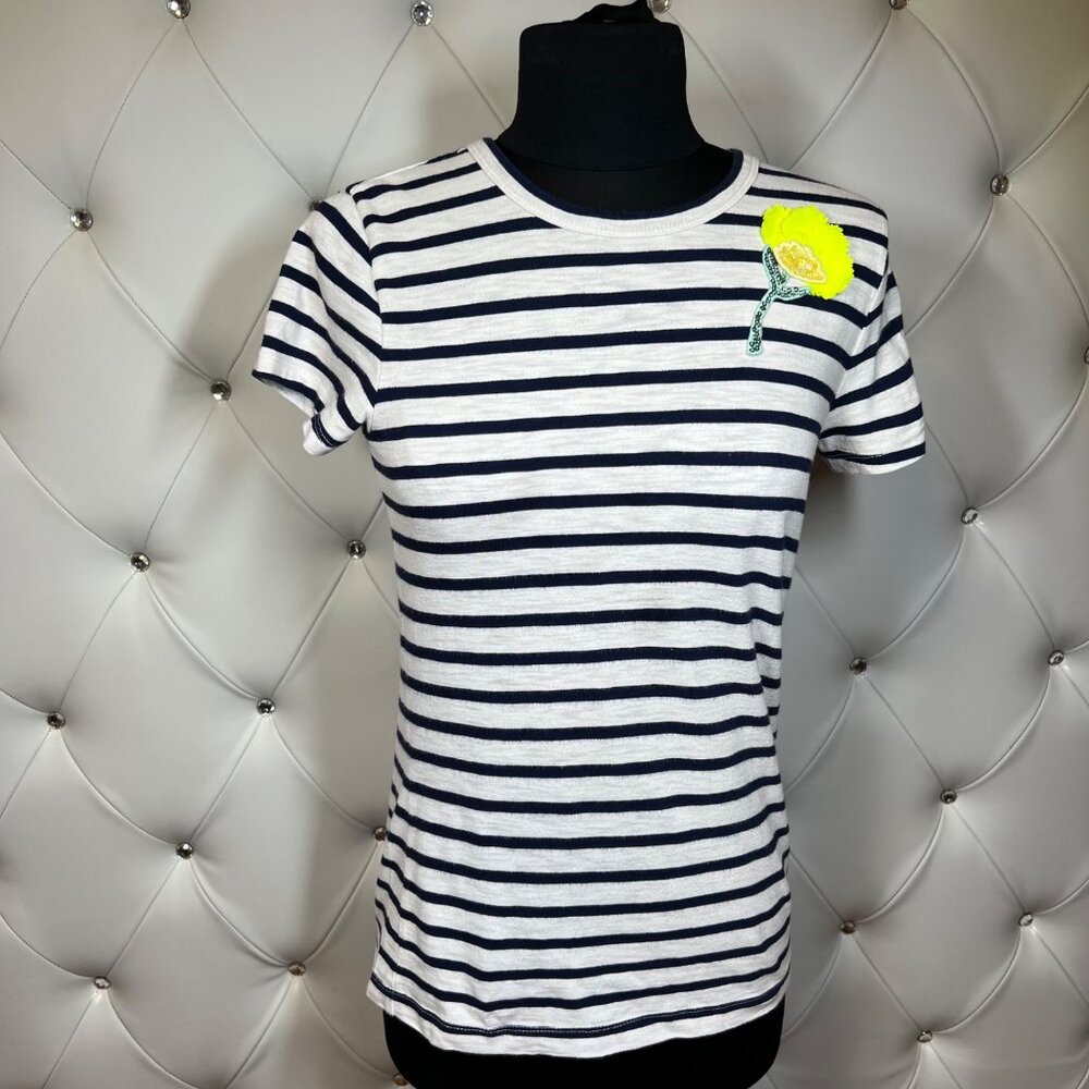 Crewcuts Blue And White Fitted Short Sleeve T-Shirt Size 14